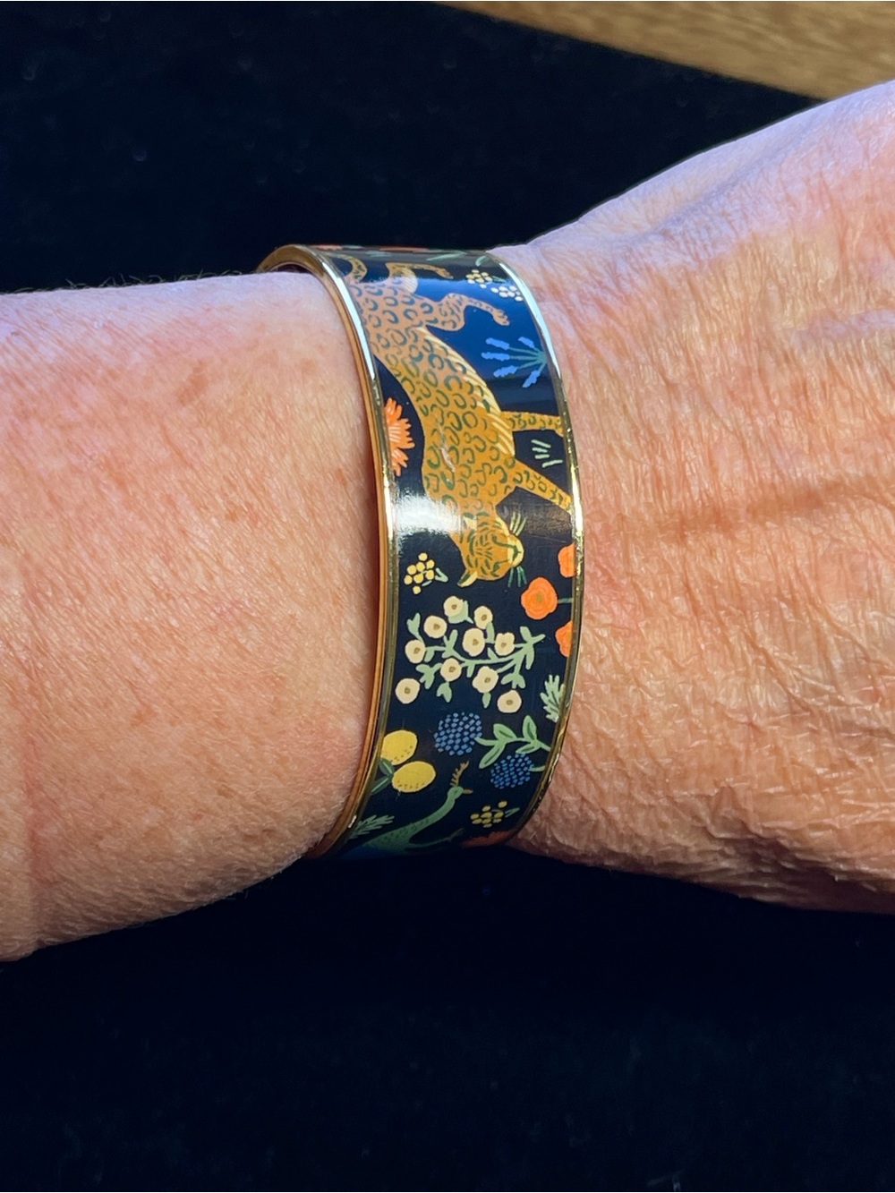 “Menagerie” Gold Plated Enameled Cuff Bracelet by Ruffle Paper Co. - Picture 5 of 6